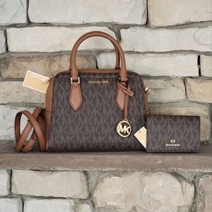 Michael Kors Ayden Logo MD Satchel SET Brown